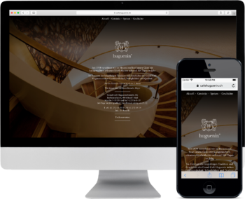 Website des Grand Café Huguenin auf Desktop und Mobile