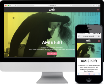 Website von Amie Basel auf Desktop und Mobile